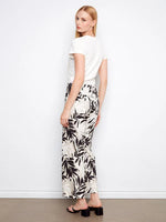 Charlie Printed Cropped Linen Blend Pant - Leaflet