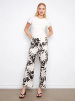 Charlie Printed Cropped Linen Blend Pant - Leaflet