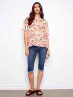 Charlie B Dolman Gauze Blouse - Sunburst