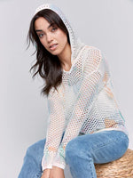 Charlie B Fishnet Crochet Hoodie Sweater - Pastel