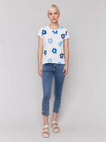 Charlie B Organic Cotton Crew Neck T-Shirt - Blue Floral