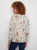 Charlie B Printed Plush Knit V-Neck Sweater - Snowflake