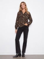 Charlie B Printed Raglan Long Sleeve Blouse - Ikat