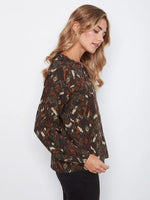 Charlie B Printed Raglan Long Sleeve Blouse - Ikat