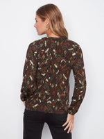 Charlie B Printed Raglan Long Sleeve Blouse - Ikat