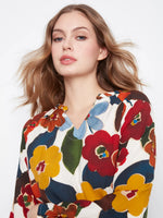 Charlie B Printed Raglan Long Sleeve Blouse - Jazzy