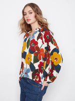 Charlie B Printed Raglan Long Sleeve Blouse - Jazzy