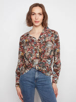 Charlie B Printed Shirt With Twisted Front - Azalea