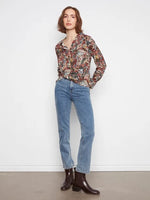 Charlie B Printed Shirt With Twisted Front - Azalea