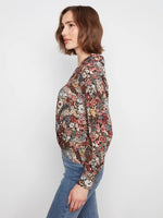 Charlie B Printed Shirt With Twisted Front - Azalea