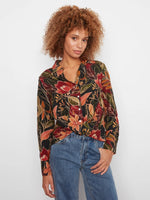 Charlie B Printed Shirt With Twisted Front - Raven