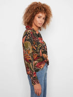 Charlie B Printed Shirt With Twisted Front - Raven