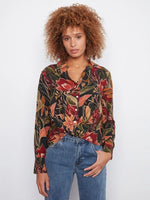 Charlie B Printed Shirt With Twisted Front - Raven