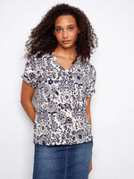 Charlie B Printed Short Sleeve V-Neck T-Shirt - Baroque