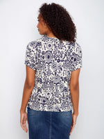 Charlie B Printed Short Sleeve V-Neck T-Shirt - Baroque