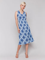 Charlie B Printed Sleeveless Empire Waist Midi Dress - Mosaic