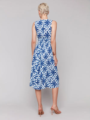 Charlie B Printed Sleeveless Empire Waist Midi Dress - Mosaic