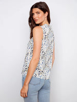 Charlie B Printed Sleeveless Ruffle Neck Top - Zéphyr