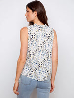 Charlie B Printed Sleeveless Ruffle Neck Top - Zéphyr