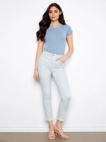 Charlie B Printed Slim Leg Twill Pants - Stripes