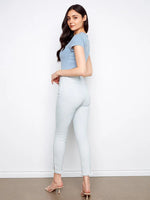 Charlie B Printed Slim Leg Twill Pants - Stripes