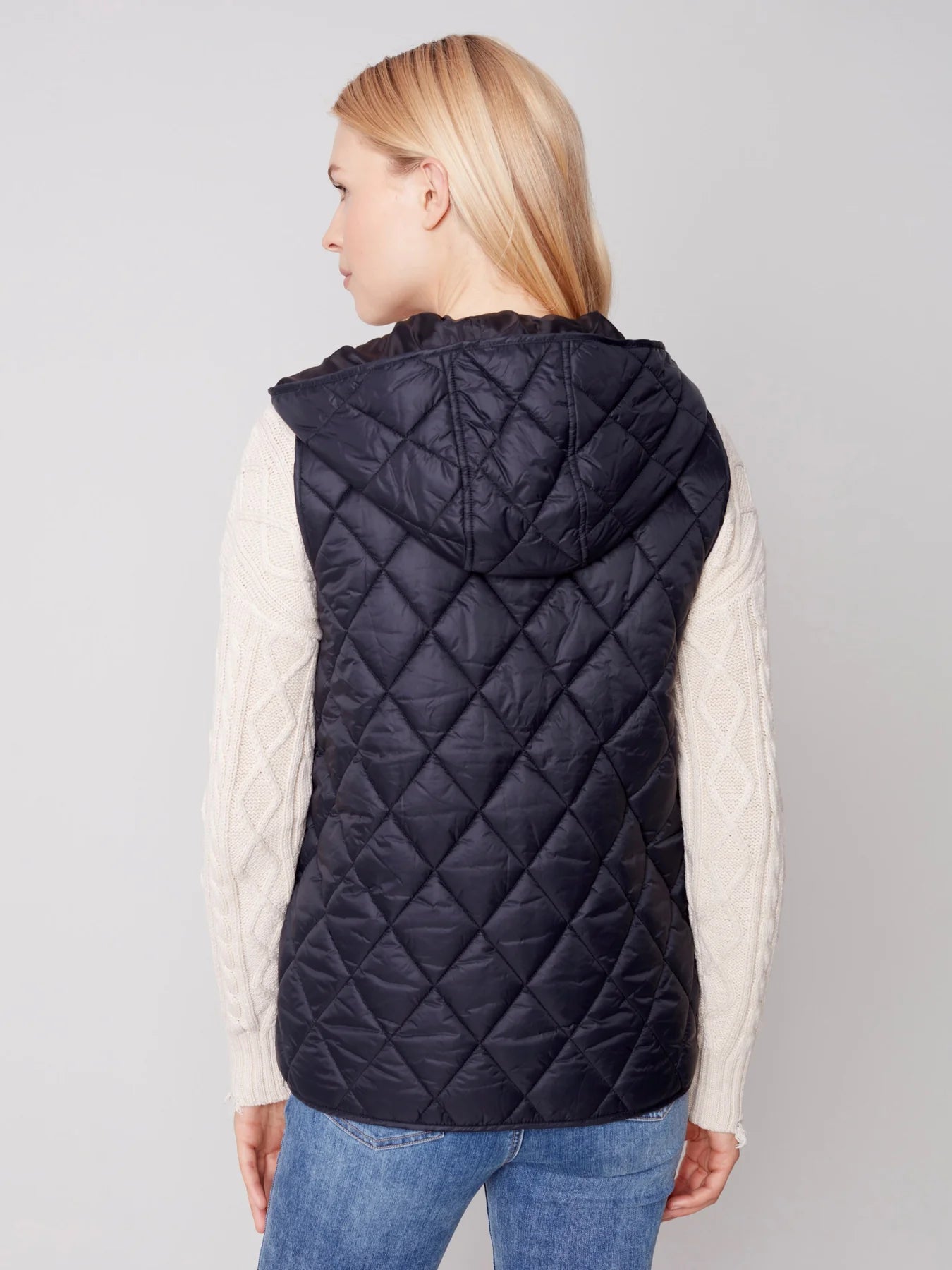 Charlie B Quilted Puffer Vest with Hood