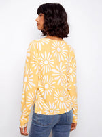 Charlie B Reversible Cotton Printed V-Neck Sweater - Sunkiss
