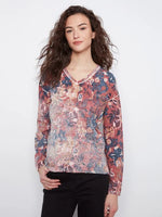 Charlie B Reversible Floral V-Neck Sweater - Passion