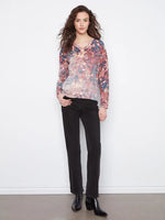 Charlie B Reversible Floral V-Neck Sweater - Passion