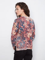 Charlie B Reversible Floral V-Neck Sweater - Passion