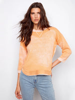 Charlie B Rounded Hem Cotton Sweater - Apricot