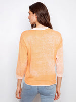 Charlie B Rounded Hem Cotton Sweater - Apricot