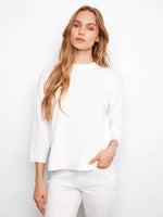 Charlie B Rounded Hem Cotton Sweater - White