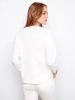 Charlie B Rounded Hem Cotton Sweater - White