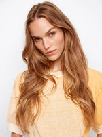 Charlie B Short Sleeve Reverse Ombre Sweater - Sunshine Yellow