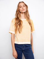 Charlie B Short Sleeve Reverse Ombre Sweater - Sunshine Yellow