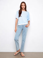 Charlie B Short Sleeve Reverse Ombre Sweater - Bluebell