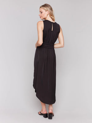 Charlie B Sleeveless Flowy Satin Dress - Black