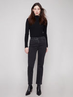 Charlie B Charlotte Straight Leg Pant with Inside Elastic at Waistband - Charcoal