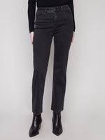 Charlie B Charlotte Straight Leg Pant with Inside Elastic at Waistband - Charcoal