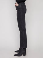 Charlie B Charlotte Straight Leg Pant with Inside Elastic at Waistband - Charcoal