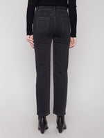 Charlie B Charlotte Straight Leg Pant with Inside Elastic at Waistband - Charcoal
