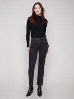 Charlie B Charlotte Straight Leg Pant with Inside Elastic at Waistband - Charcoal