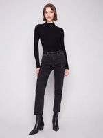 Charlie B Straight Leg Rhinestone Jeans - Charcoal