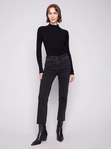 Charlie B Straight Leg Rhinestone Jeans - Charcoal