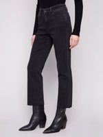 Charlie B Straight Leg Rhinestone Jeans - Charcoal