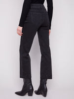 Charlie B Straight Leg Rhinestone Jeans - Charcoal
