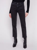 Charlie B Straight Leg Rhinestone Jeans - Charcoal