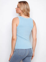 Charlie B Tencel Ribbed Tank Top - Bluebell