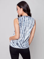 Charlie B Tie-Dye Sleeveless Top with Tunnel Tie - Charcoal